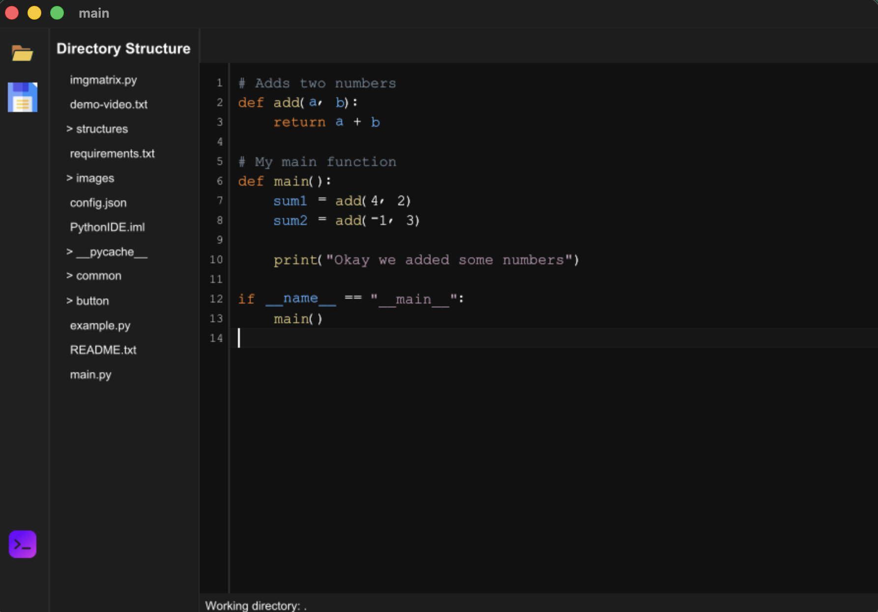 A little script written in the IDE.
